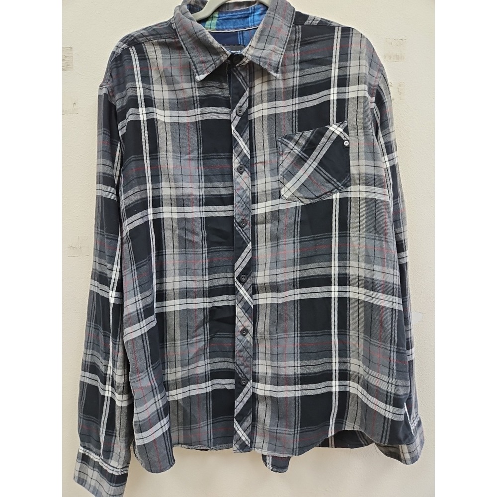 Marmot Black Gray Plaid Flannel Button Down Lightweight Soft Shirt Size Xl
